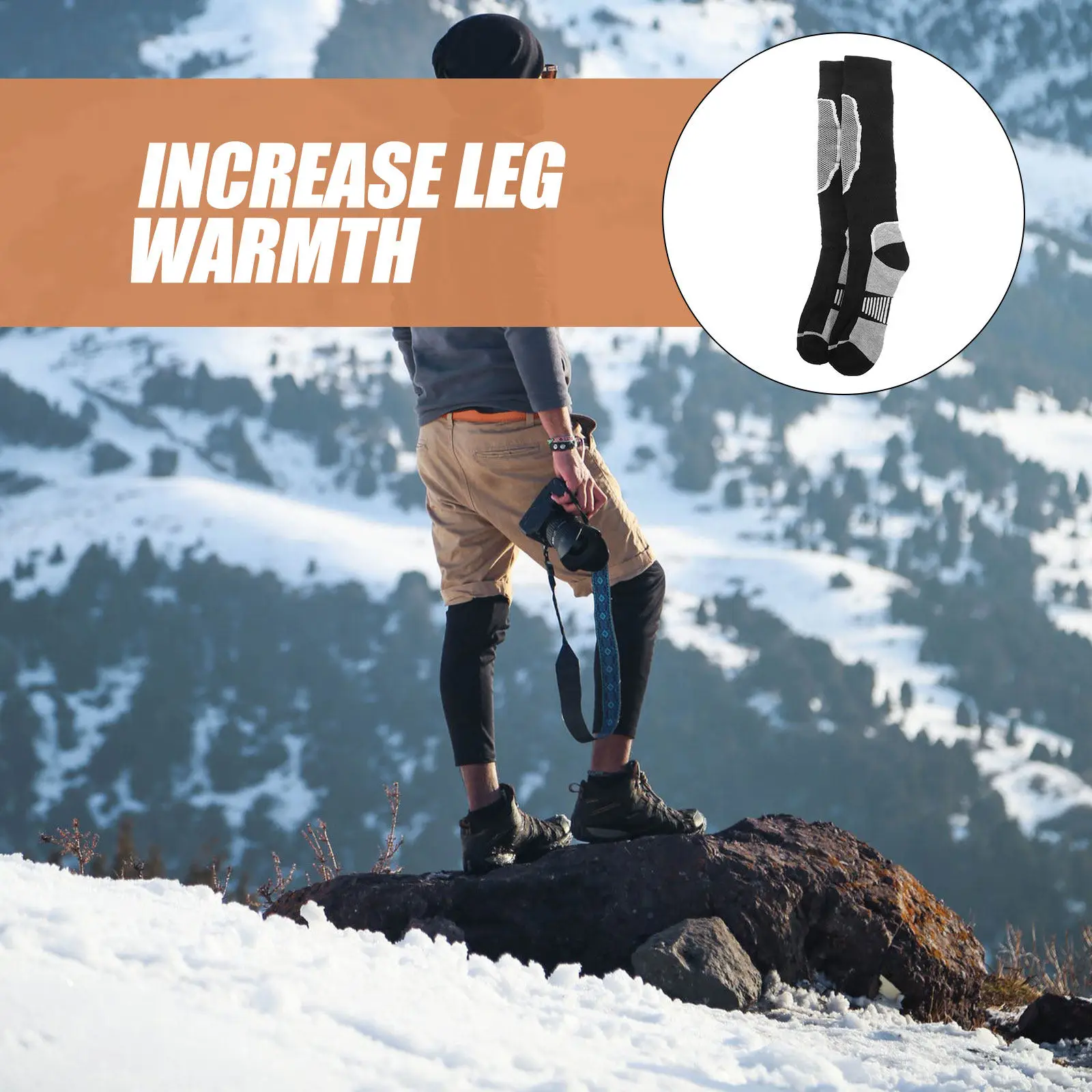 1Pair Long Tube Winter Socks for Outdoor Activities Ice Skating Skiing Hockey Warm Drying Breathable Anti Slip