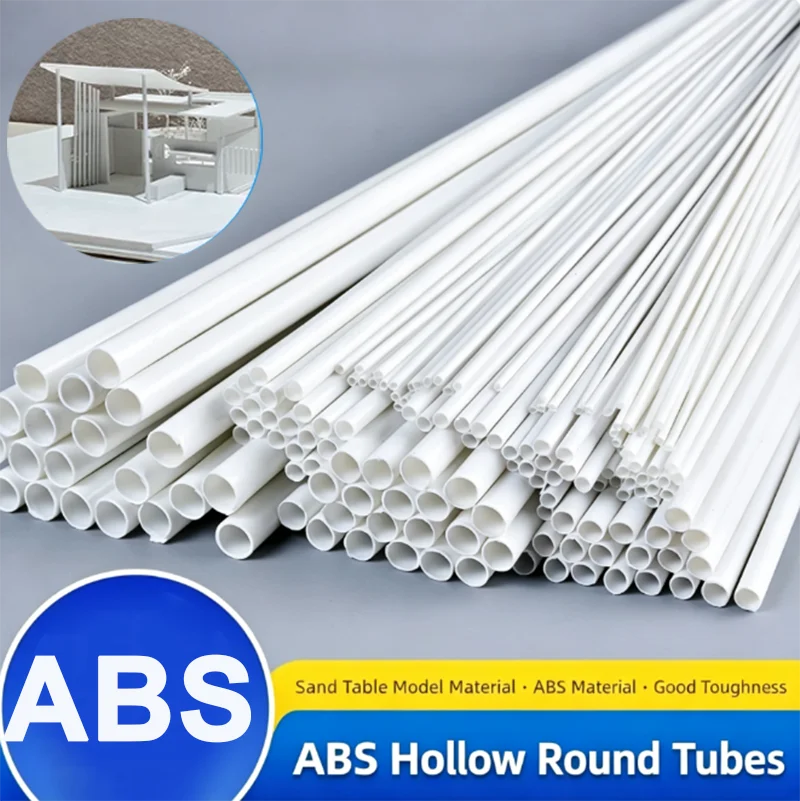 1/2/3/4/5-30PCS White ABS Round Hollow Pipe Tube 2mm 3mm 4mm 5mm 6mm 8mm Plastic Hard Hose DIY Model Crafts Length 25cm(250mm)