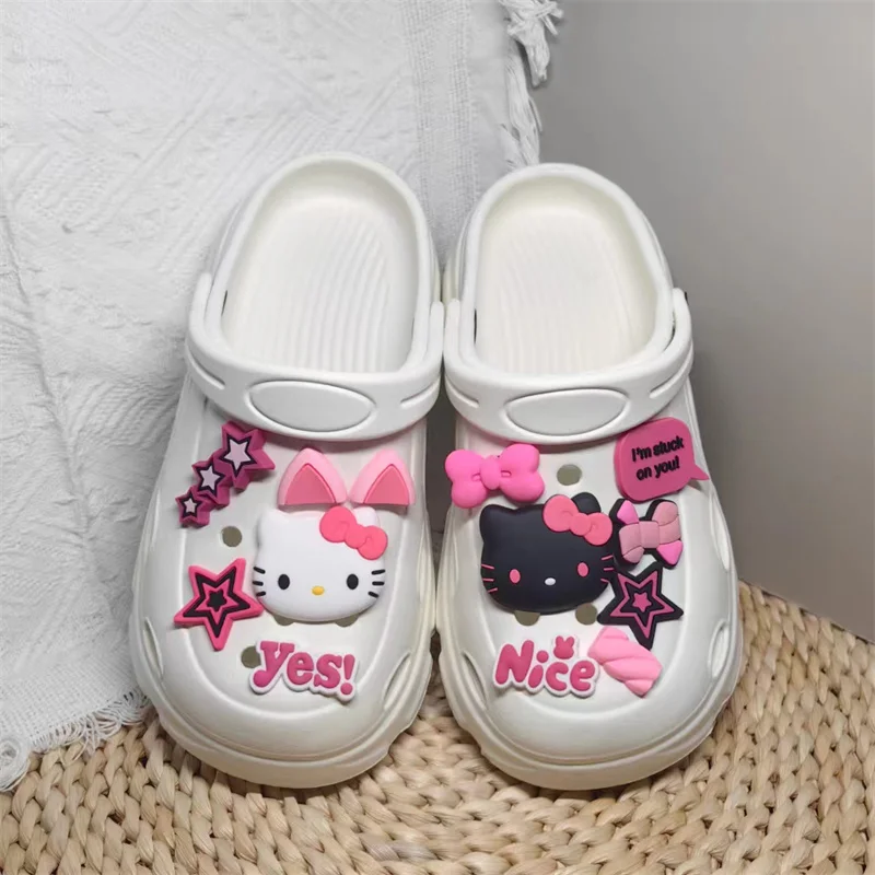 MINISO New Cartoon PVC Anime HelloKitty Charm Shoes Accessories Garden Shoes Sandals Clogs DIY Decoration Festival Party Gifts