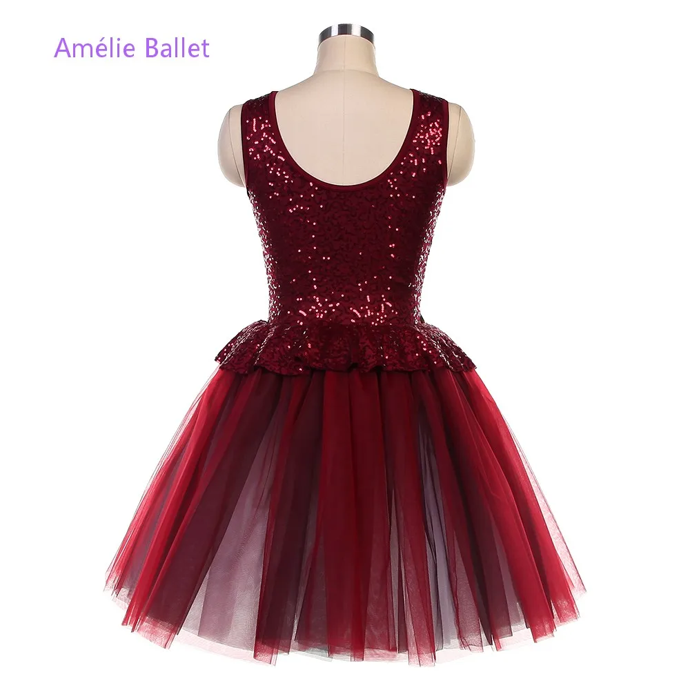 

26032 Adult Girls New Ballet Costume Burgundy Ballet & Lyrical & Contemporary Dance Costumes Group Dance Dresses