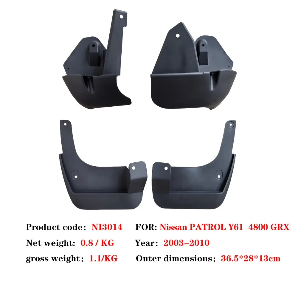 For Nissan Patrol Y61 2003-2011 Mud Flaps Heavy Duty Splash Guards Set of 4 Rugged Mudguards for Off-Road 4x4 SUV