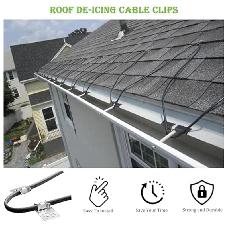 

Classy-Roof De-Icing Cable Clips, 50 Pack Metal Clip, Heat Cable Roof Clip, Aluminum Roof Clips, Deicing Cable Clips Durable
