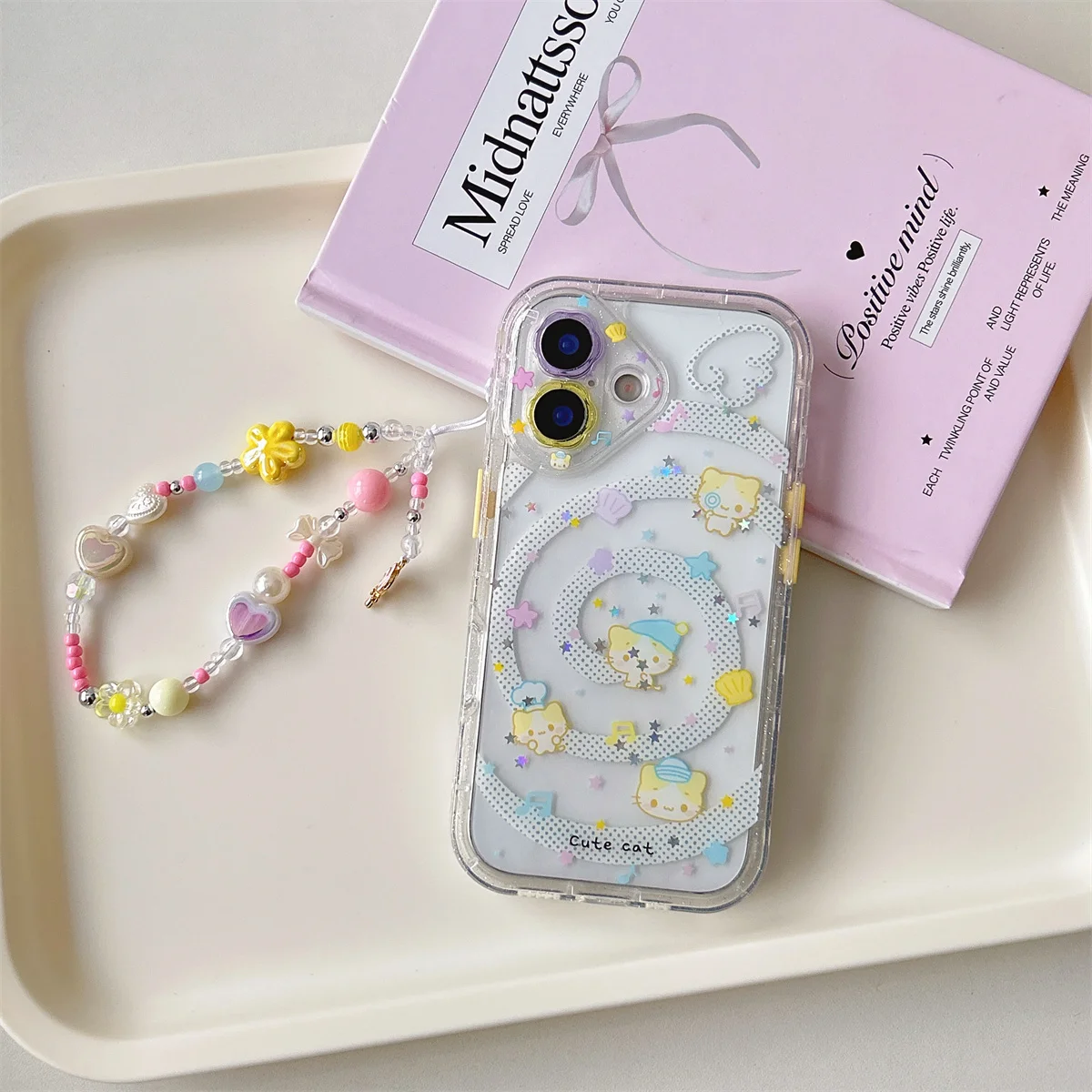 

Clear Cute Candy Cartoon Pattern Phone Case For iPhone 16 Pro 15 13 14 Pro Max Cover with Chain Shockproof Cases Funda