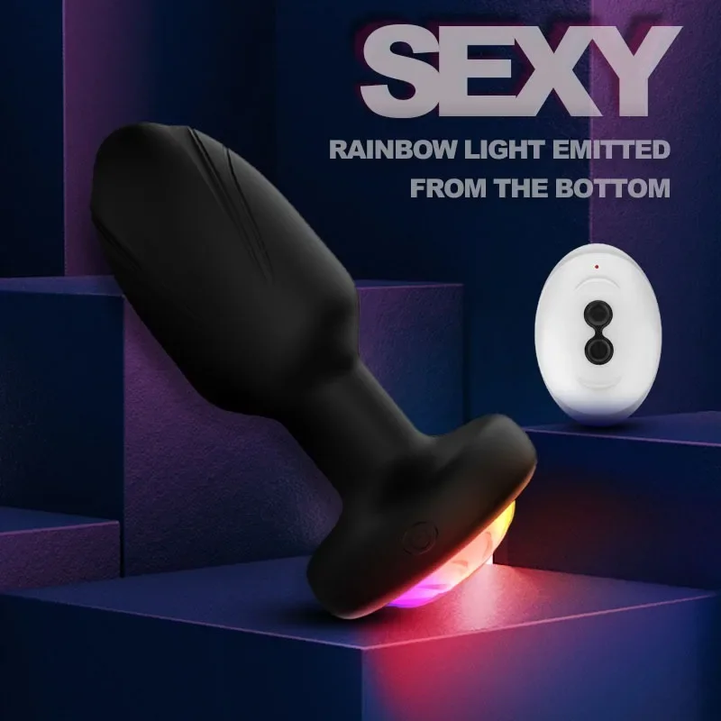 Vibromasseur de prise anale à rotation à 360 ° pour femme, télécommande sans fil, plug anal LED, mastellar, masseur de prostate masculin, jouets sexuels pour couple adulte