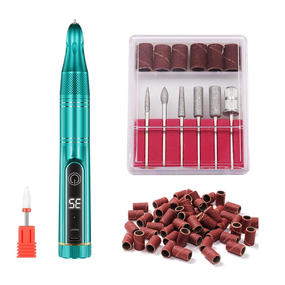 

Electric Nail Drill File Machine with Acrylic Nail Kit Set Professional 35000rpm Manicure Pedicure with Sanding Bands