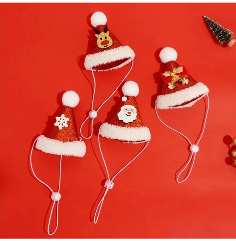 

Reusable Christmas Cat Hat Cute Cartoon Autumn Winter Xmas Cat Custom Red Decorative Pets Dress Up Supplies for Dogs