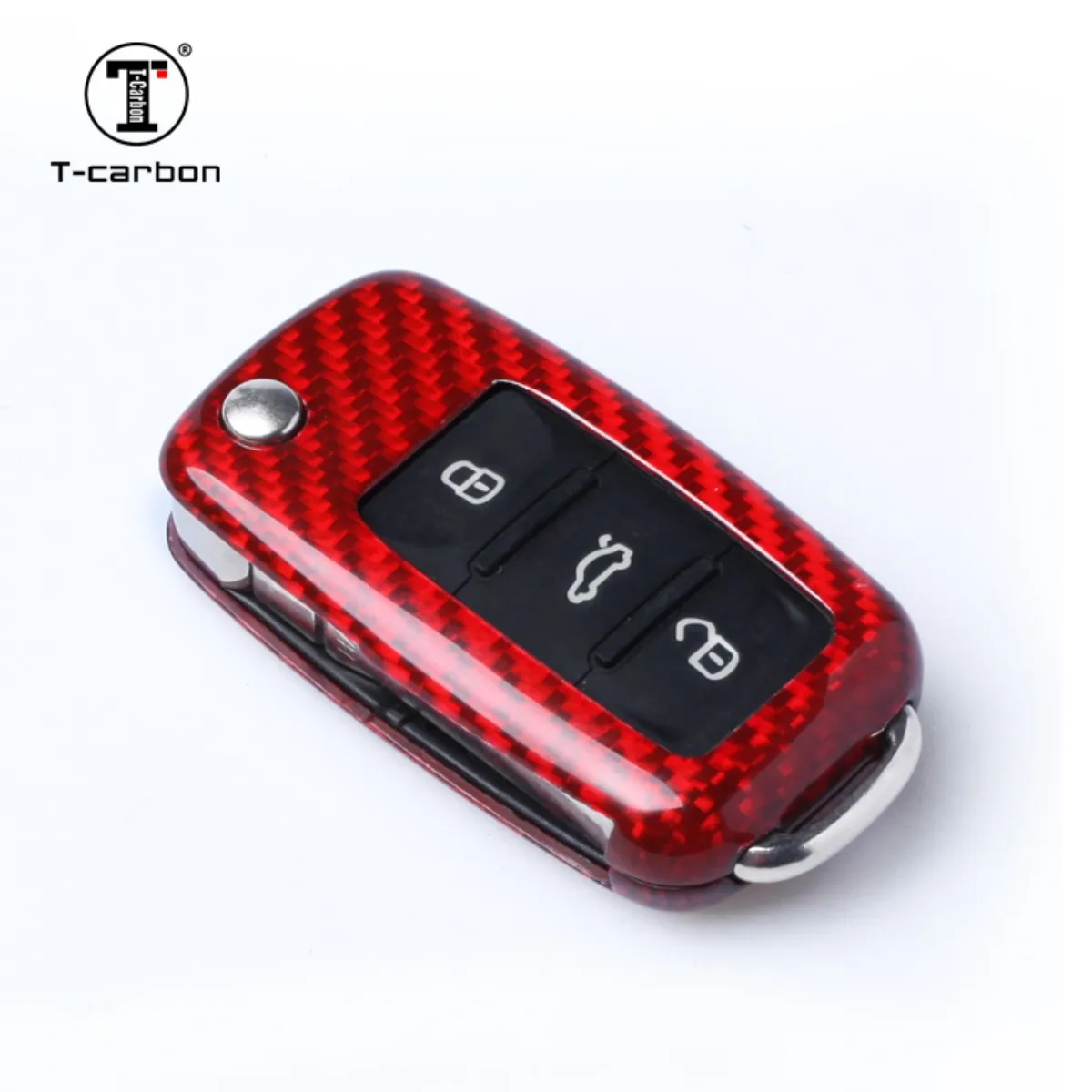 T-Carbon Carbon Fiber Car Key Case Cover Shell Fob For VW Volkswagen Polo Golf Passat Beetle Caddy T5 Up Eos Tiguan Jetta Skoda