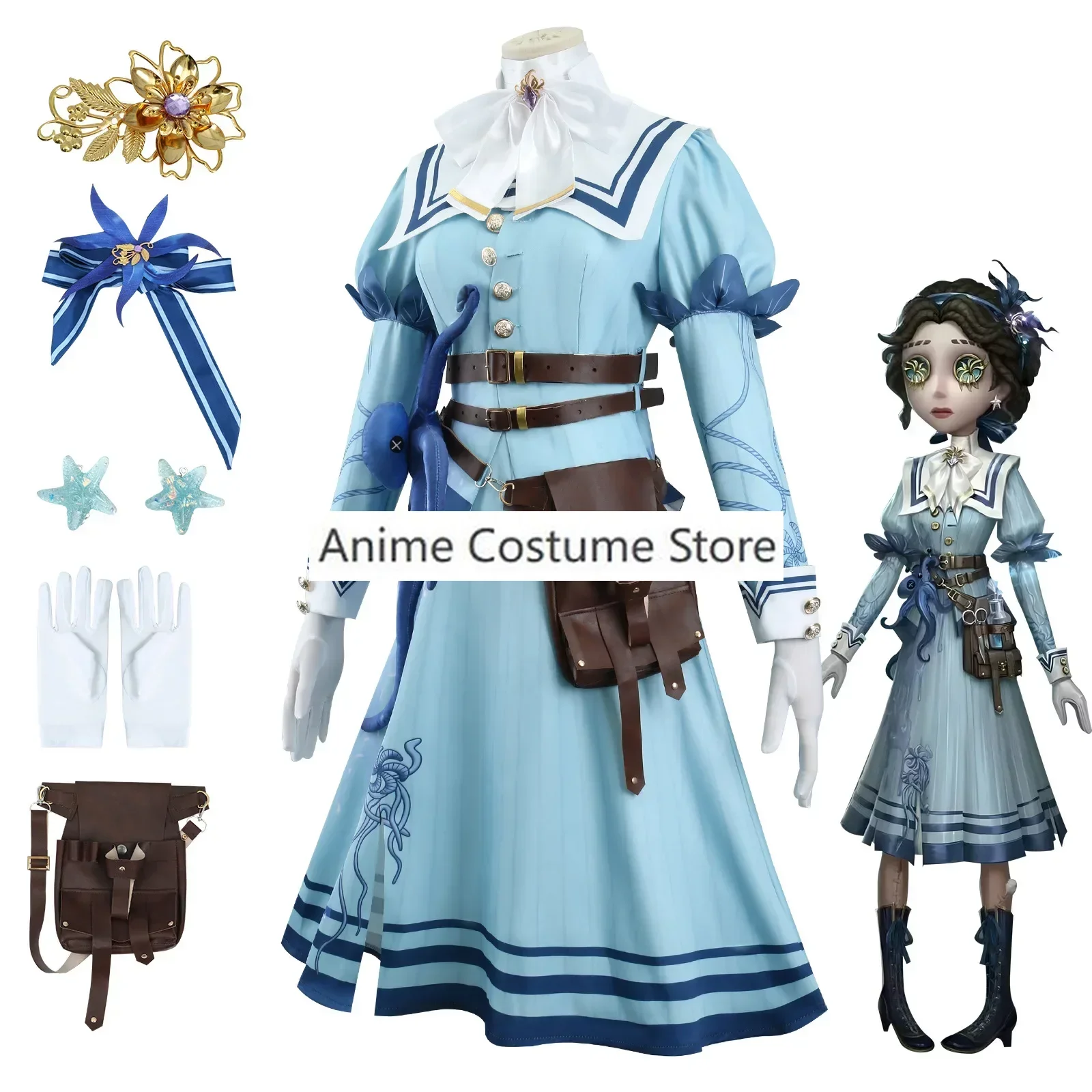 Identity V Emily Dyer Doctor Cosplay Costume Game Gorgeous Uniform Preserved Flower Cosplay Props Headwear Belt Bag Accessories