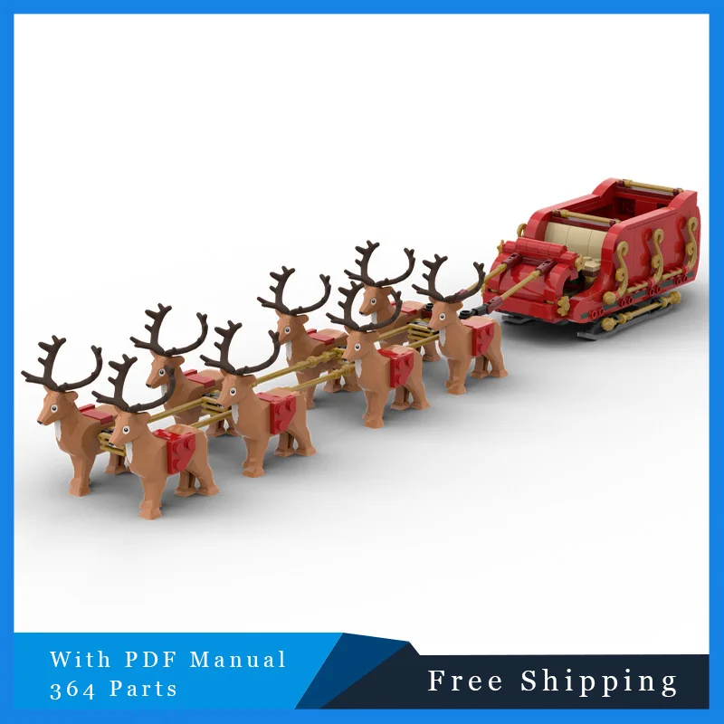

364 parts MOC Series Cool Reindeer Sleigh Building Block Model Children Educational Toy DIY Assembly Set Christmas Birthday Gift