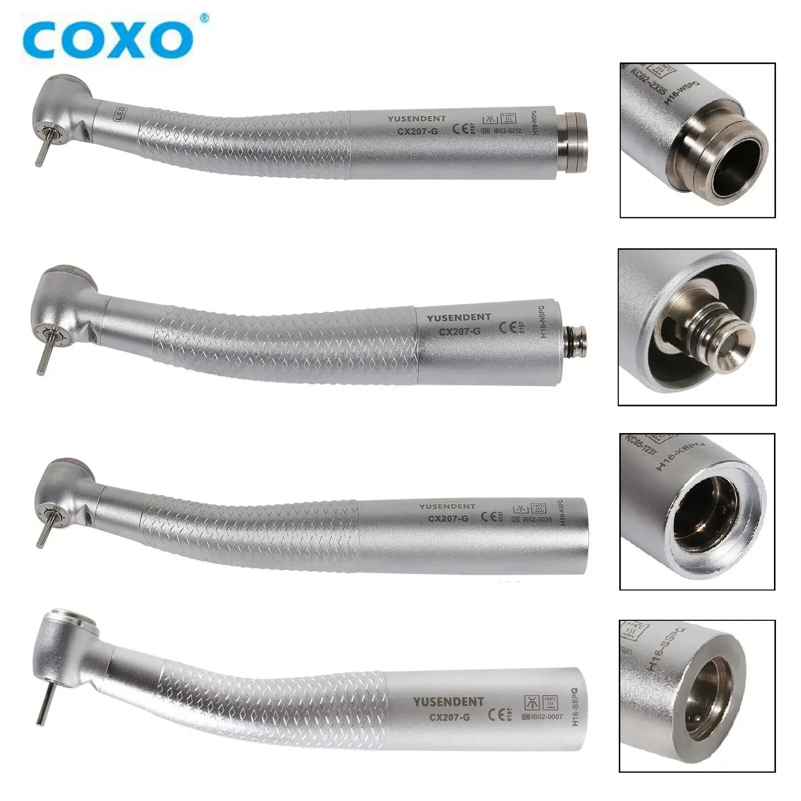 COXO Dental High Speed Fiber Optic LED Light Handpiece Push Button Turbine Fit Sirona NSK KAVO