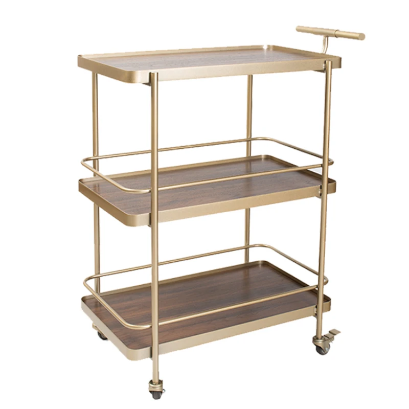 

Household mobile cart dining car hotel restaurant wine cart gold three-story cart