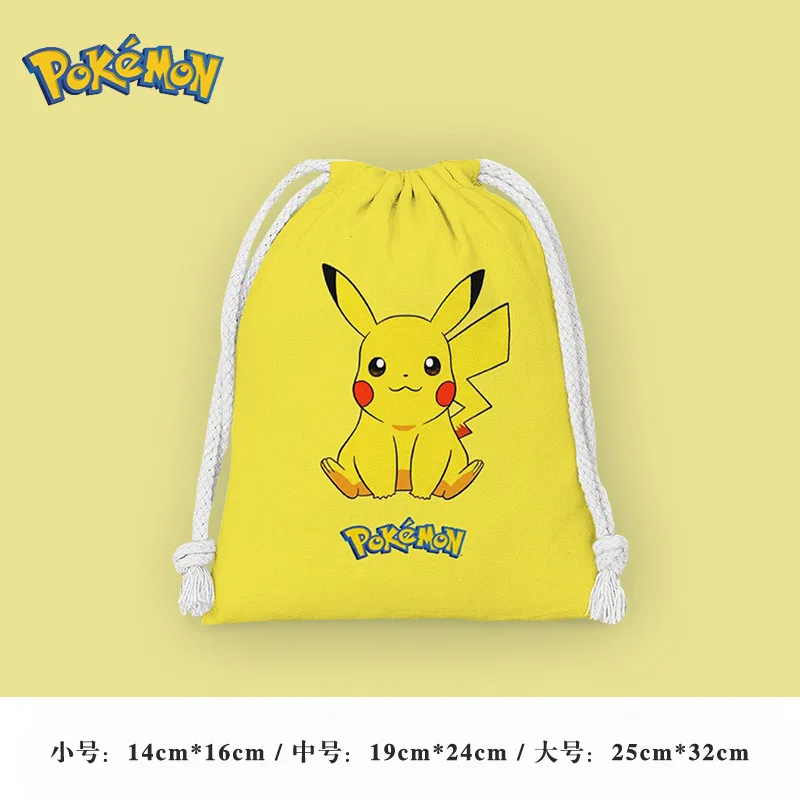 Pokemon Cute Cartoon Drawstring Pocket Anime Characters Printed Cloth Bag Sundries Storage Bag Children's Gift Holder