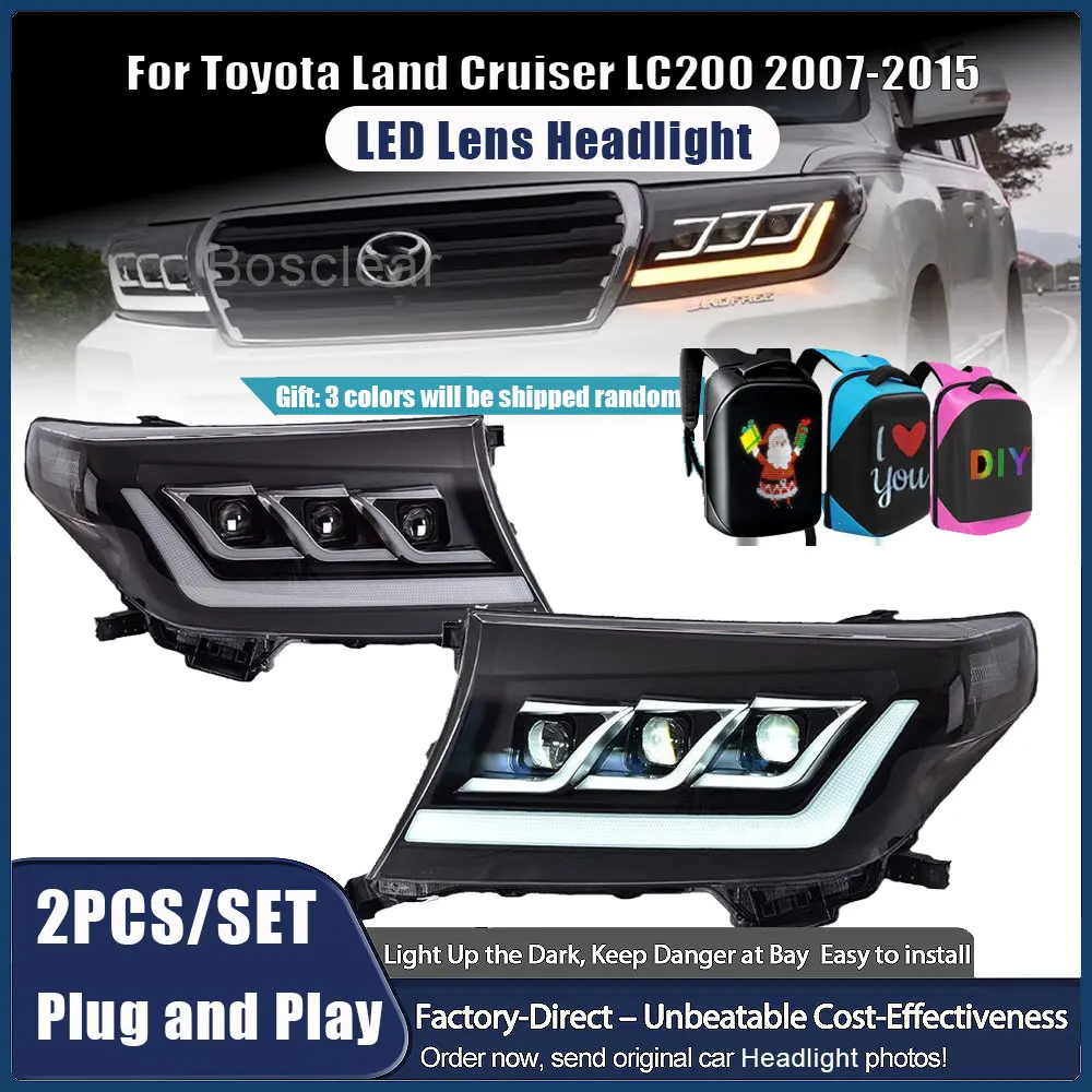

for Toyota Land Cruiser Headlights Assembly 2007-2015 LC200 LED Headlamps DRL Projector Lens Automotive Accessories Turn Signal