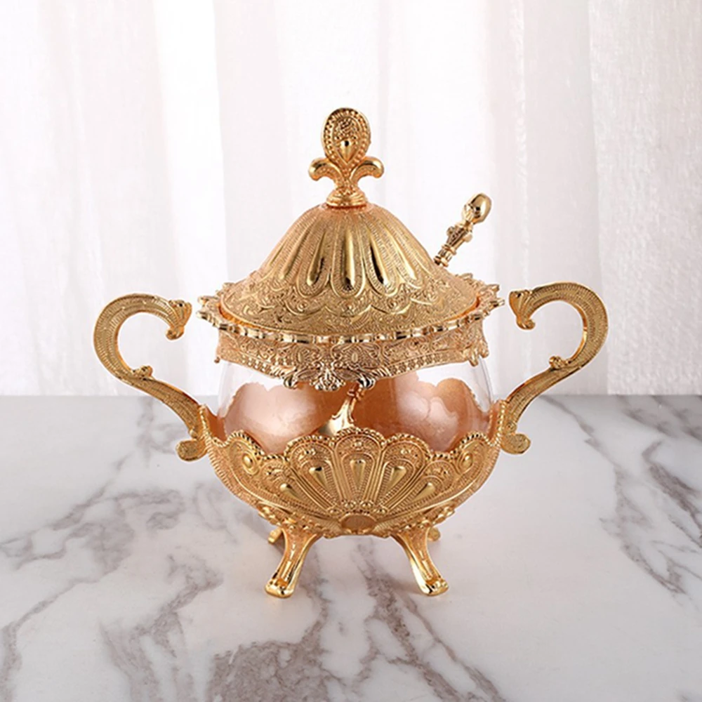 European Style Sugar Cup Creative Sugar Cup Seasoning Bottle Restaurant Kitchen Gold Peacock Pattern Sugar Cricket