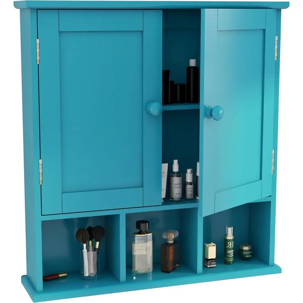 Turquoise Bathroom Cabinet,Bathroom Wall Cabinet with 2 Door Adjustable Shelves,Over The Toilet Storage Cabinet