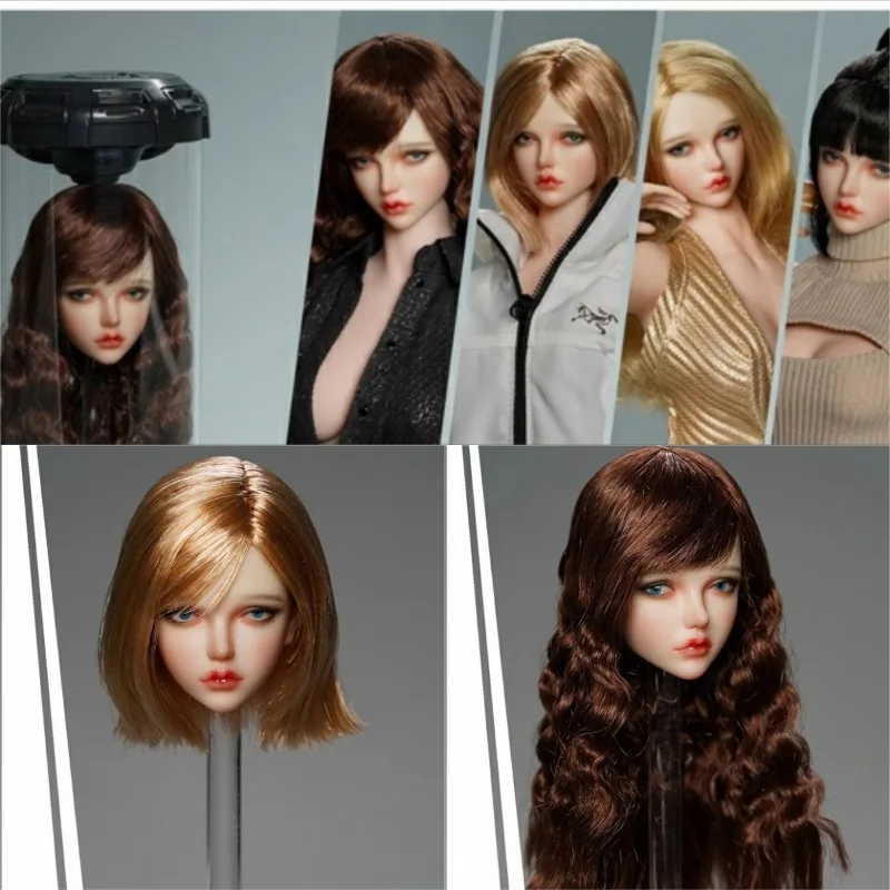 

1/6 Scale KKP005 ABCD Style Girl CARLIN Head Sculpt Movable Eye Head Carving Model for 12'' Female Soldier Toy Figures Body