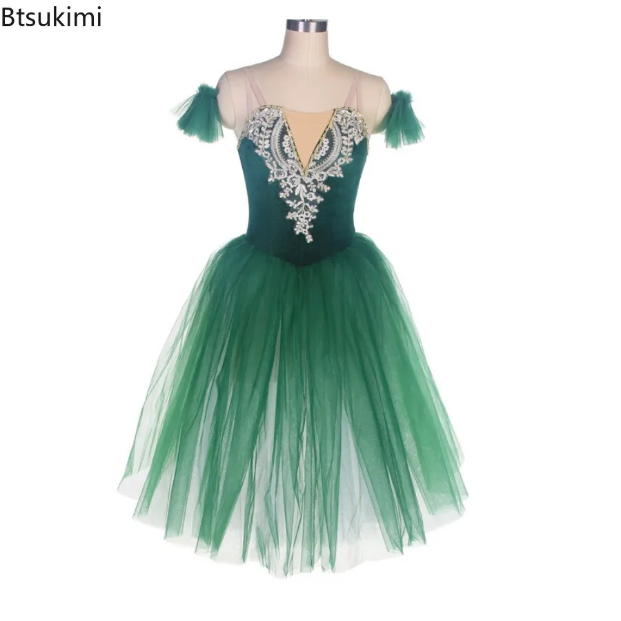 Classical Dance Costume Modern Clothing Ballet Tutu Skirt Swan Lake Toddler Girl Kids Ballerina Long Dress Performance Costume