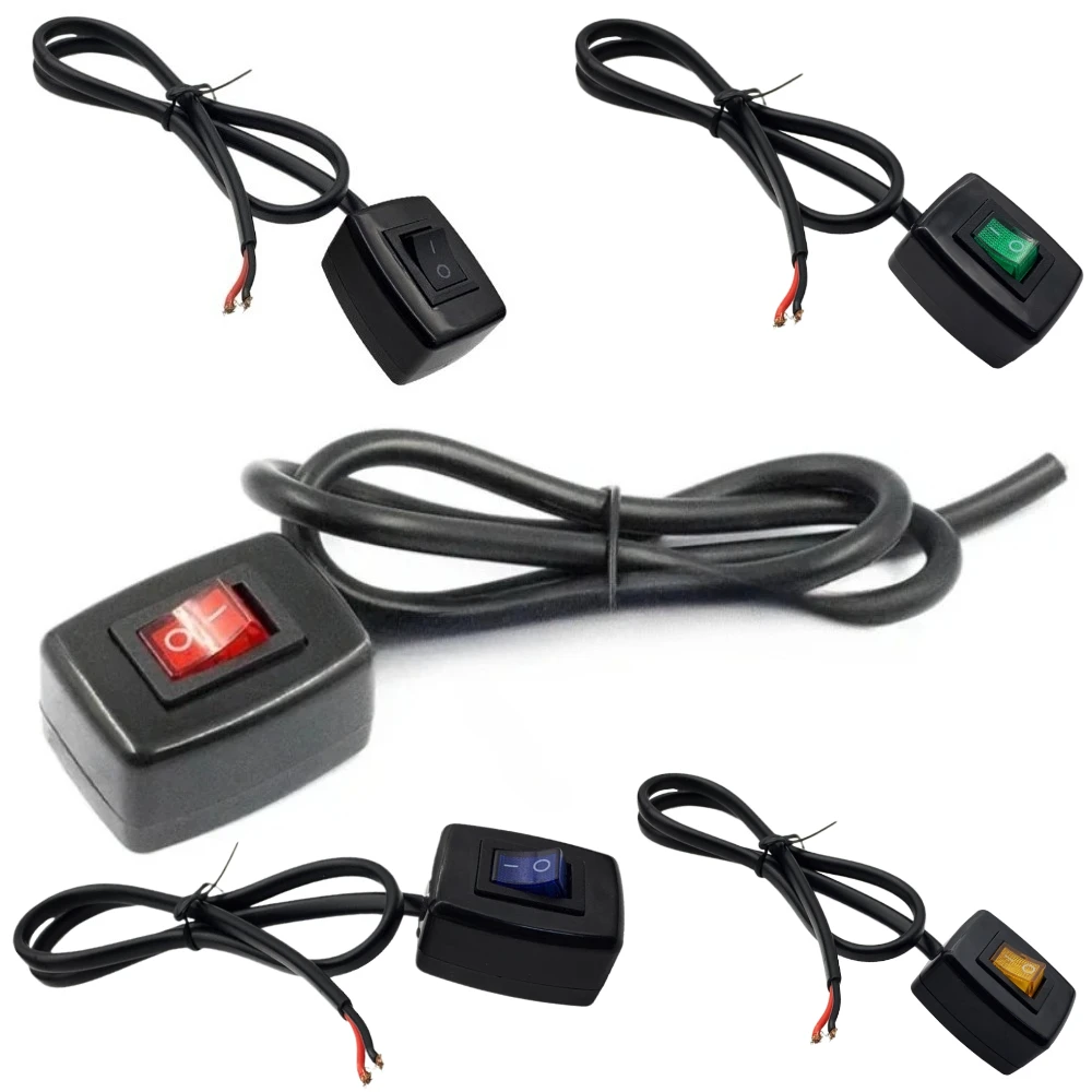 Universal Car Switch Paste Type Toggle Switch Mini Button with Cable 50cm-200cm DC 12V 24V for Fog Ring Drive Lights Neon Lights