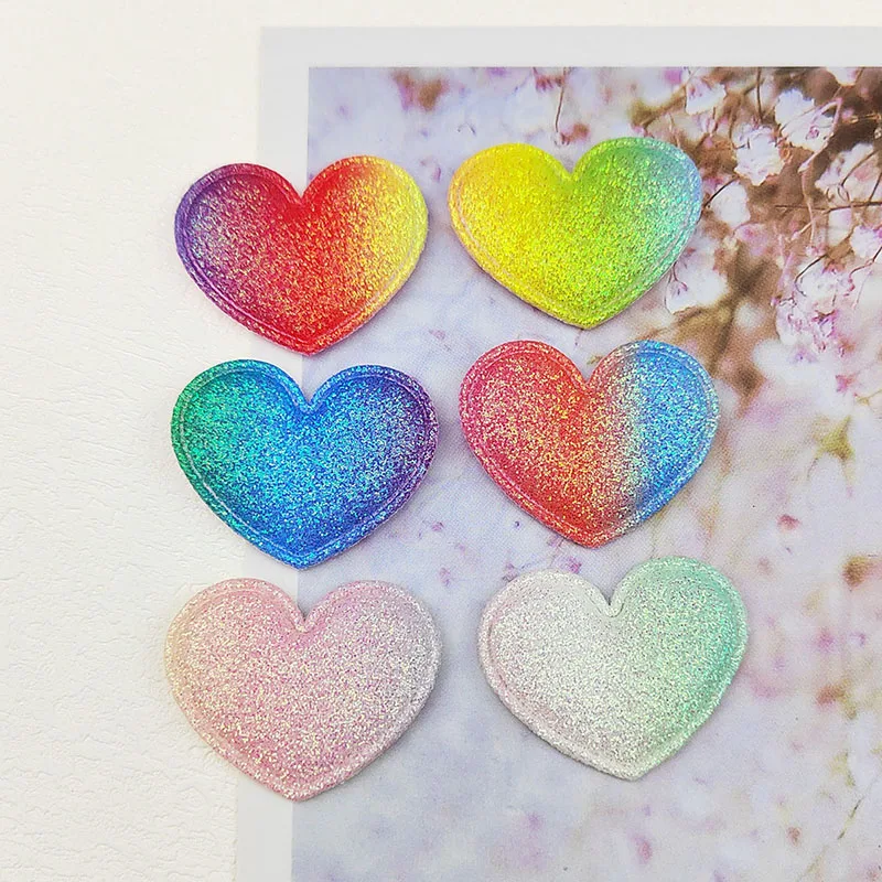 Glänzende Glitzer-Herz-Applikation, Kinder-Stirnband-Accessoires, Schuhe, Hut-Dekorationsaufnäher, 50 Stück – Detail 4