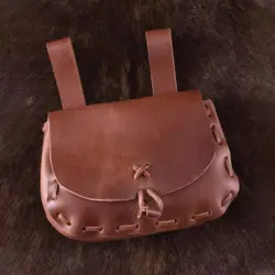 PU Leather Waist Pouch Medieval Retro Belt Purse Bag Props Travel Black Cosplay Accessories Drawstring Bag Coin Purse