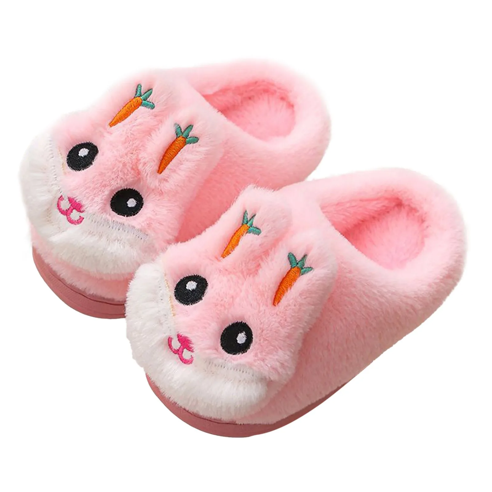 2024 Kids Home Warm Slippers Autumn Winter Indoor Cotton Slides Cute Rabbit Non-slip Kids Shoes Fashion Baby Boys Girls Slippers