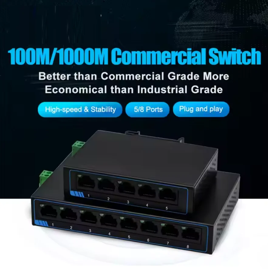 5/8 Ports 10/100/1000 Mbit/s Gigabit Ethernet Unmanaged Switch DC- oder Terminal-Netzteil Plug-and-Play SG1005 SG1008