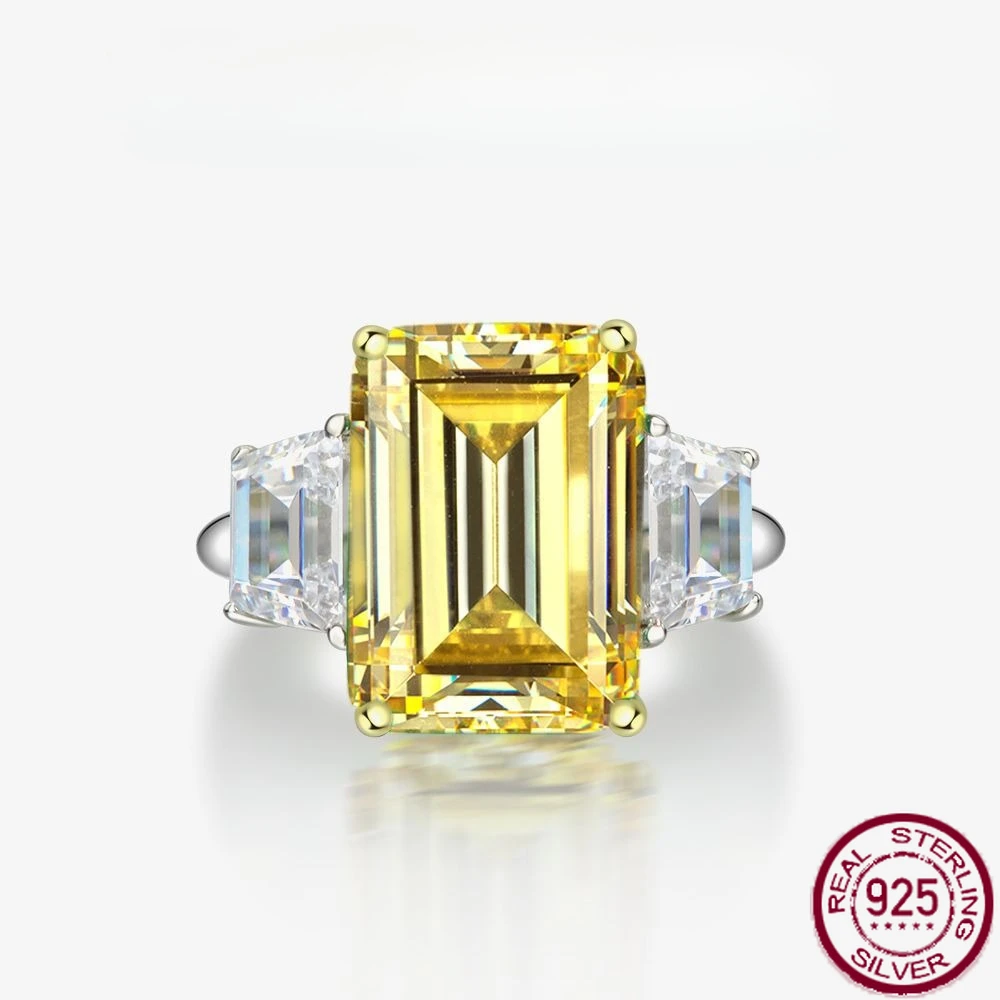 

New Hot Selling 8-carat Emerald Cut 10 * 14 Simple and Atmospheric Wedding S925 Silver Ring Women's Wedding Jewelry