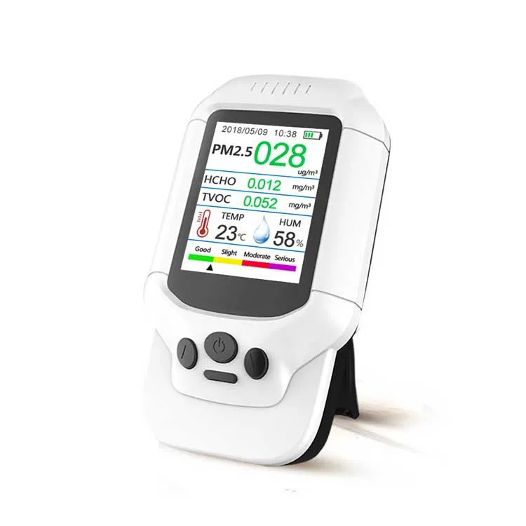 Dispositivo de detecção de qualidade do ar 8 em 1, detector portátil de tela colorida LCD PM2.5, PM1.0, PM10, analisador de gás preciso de umidade