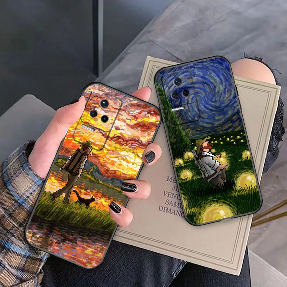 Oil Painting Relief V-Van G-Gogh Phone Case For Redmi K60 K40 Gaming K30 13C 12C 12 10 10C 9T 9C 9A 9 8 7 6 A1 Pro Plus 5G Case