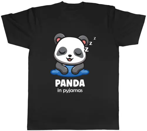 Panda in Pyjamas Mens T-Shirt Funny Sleeping Lazy Tired Unisex Tee Gift