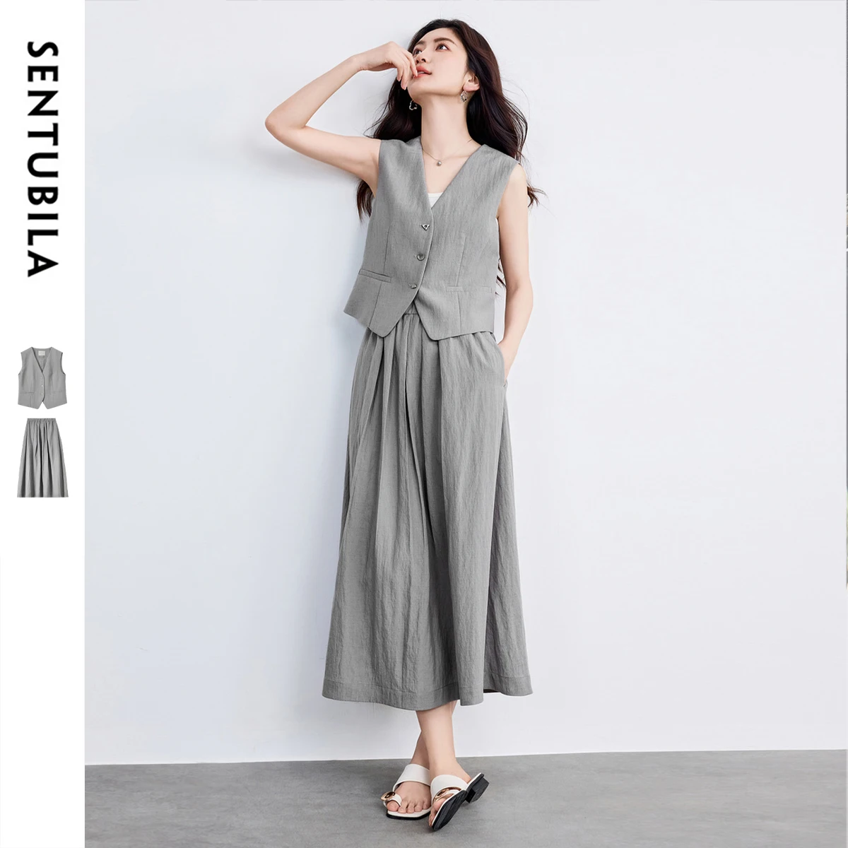 

SENTUBILA Summer Women's Suit With Skirt 2025 New In Matching 2 Piece Sets Woman Outfit Costume Femme Ensemble Clothes 152ZE8759