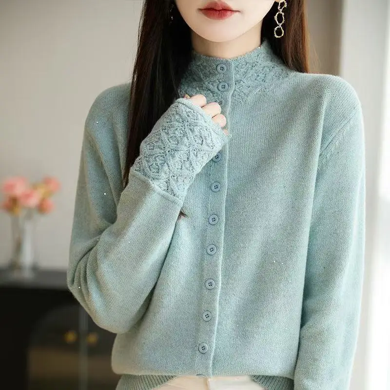 

Корейский высококачественный новый осенне-зимний вязаный кардиган с длинными рукавами, женский свитер, женский трикотаж, верхняя одежда, куртка