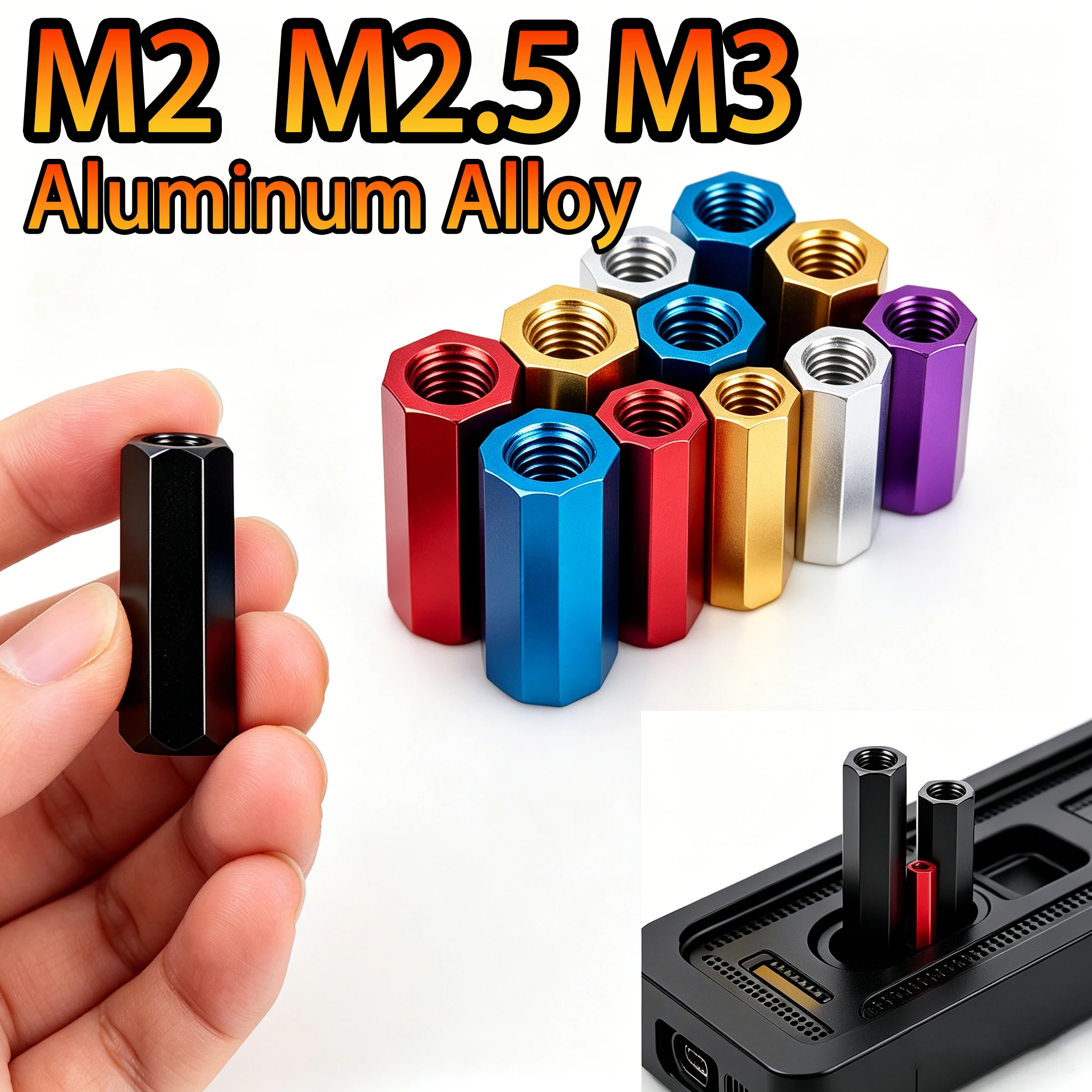 Lot de 10 entretoises hexagonales en aluminium M2, M2.5, M3, vis d'espacement, écrous de couplage longs pour pièces de modèles RC, longueur 6~60mm