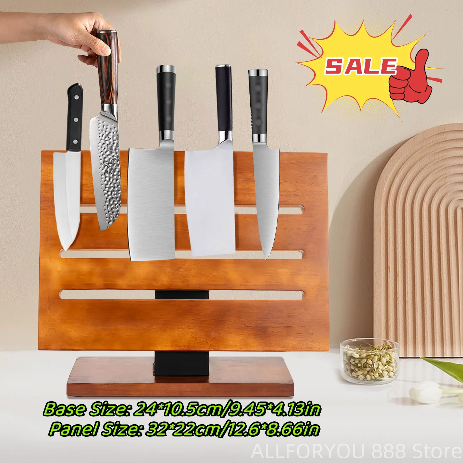 Magnetic Knife Holder for Storing Kitchen Knives, Fruit Knives, Sushi knives,etc.Practical Hollow-out