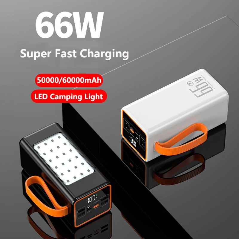 

66W Super Fast Charging Power Bank 60000mAh Portable Charger External Battery Pack Powerbank for iPhone 15 Xiaomi Huawei Samsung