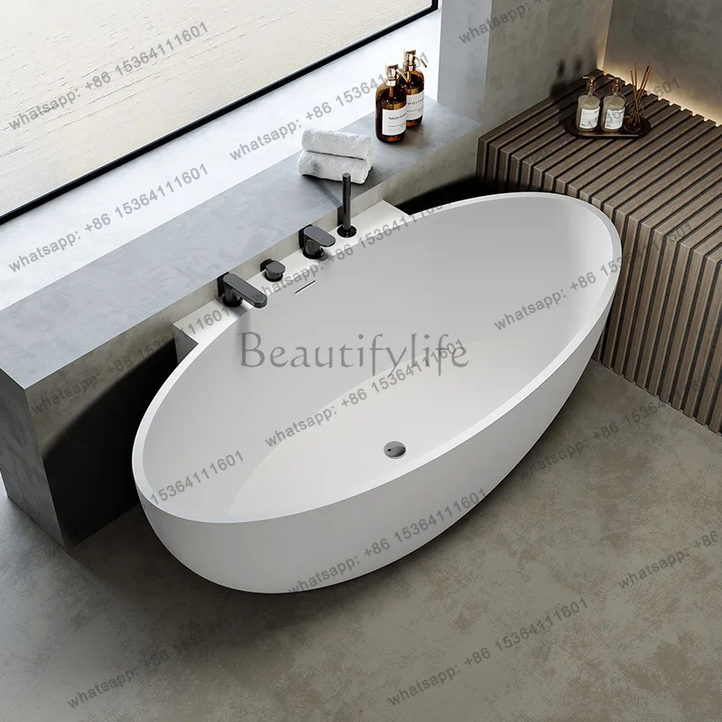 

Classic oval artificial stone with faucet, independent integrated bathtub, bathtub, hotel home