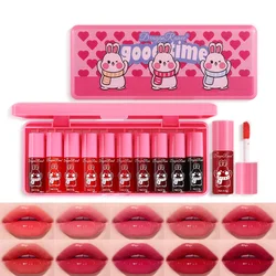 Lip Glaze Ten-Piece Set, Mirror-Like, Watery, Plump, Whitening, Complexion-Enhancing Lipstick, Moisturizing, Non-Stick Cup, Long-Lasting Lip Glaze