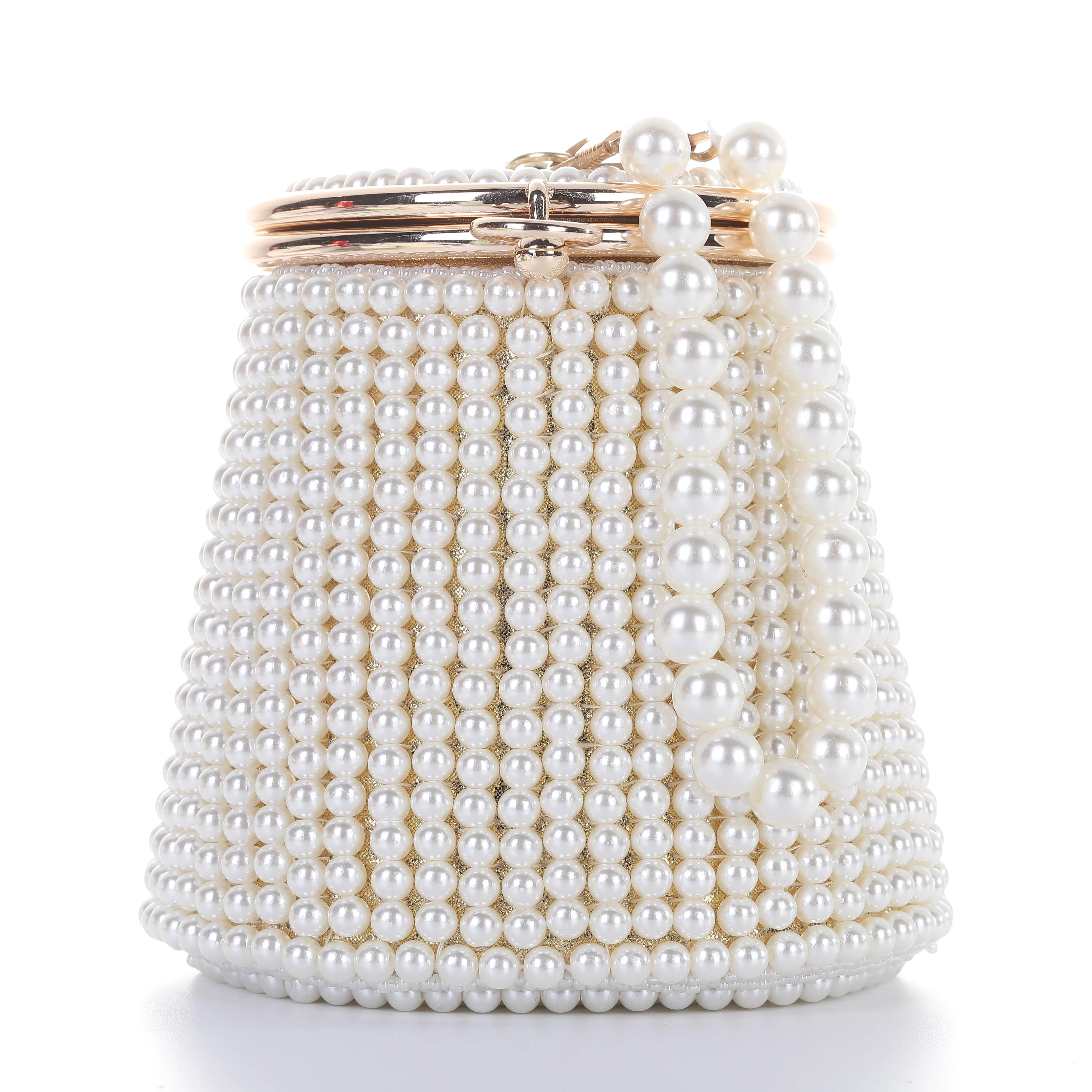 Pearl dinner bag luxury bucket handbag women chain evening clutch bag Beautiful bride beaded pearl evening dress bag for women