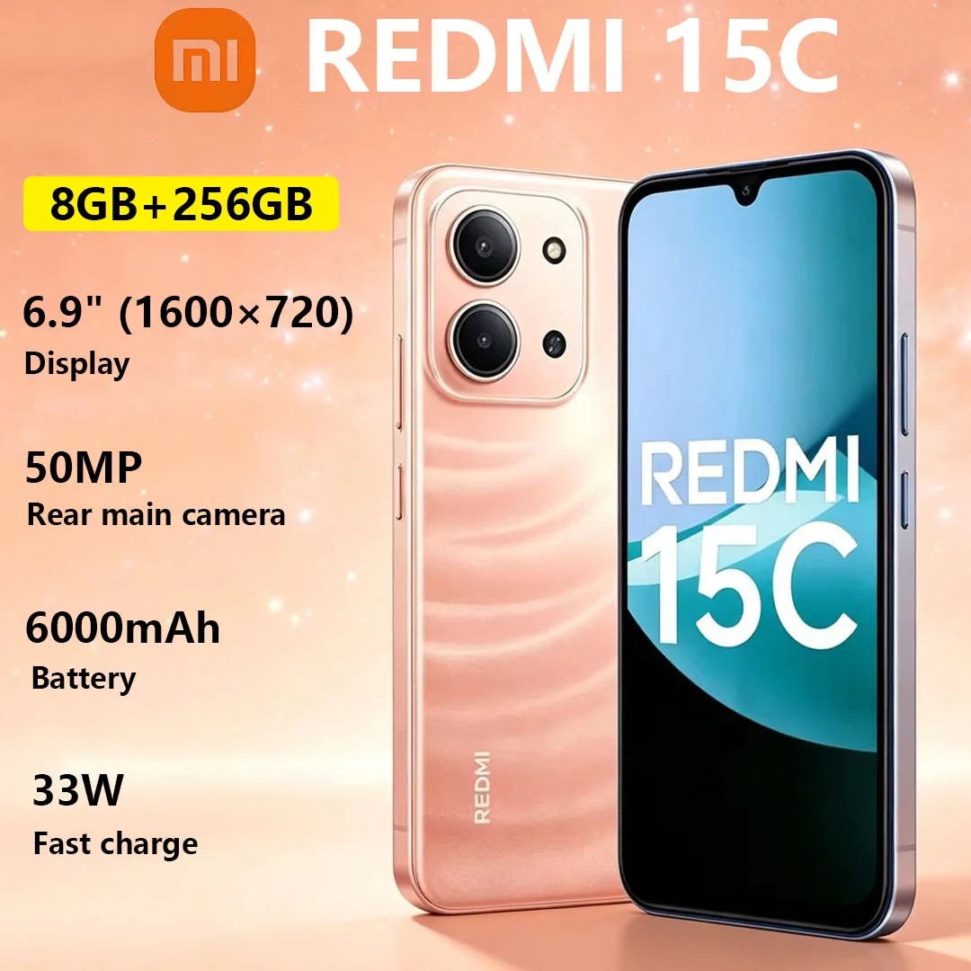 

New Xiaomi Redmi 15C Camera phone 6.9-inch Display 6000mAh‌ Battery 33W Fast Charge Dual-SIM Gaming Smartphone 8+256GB