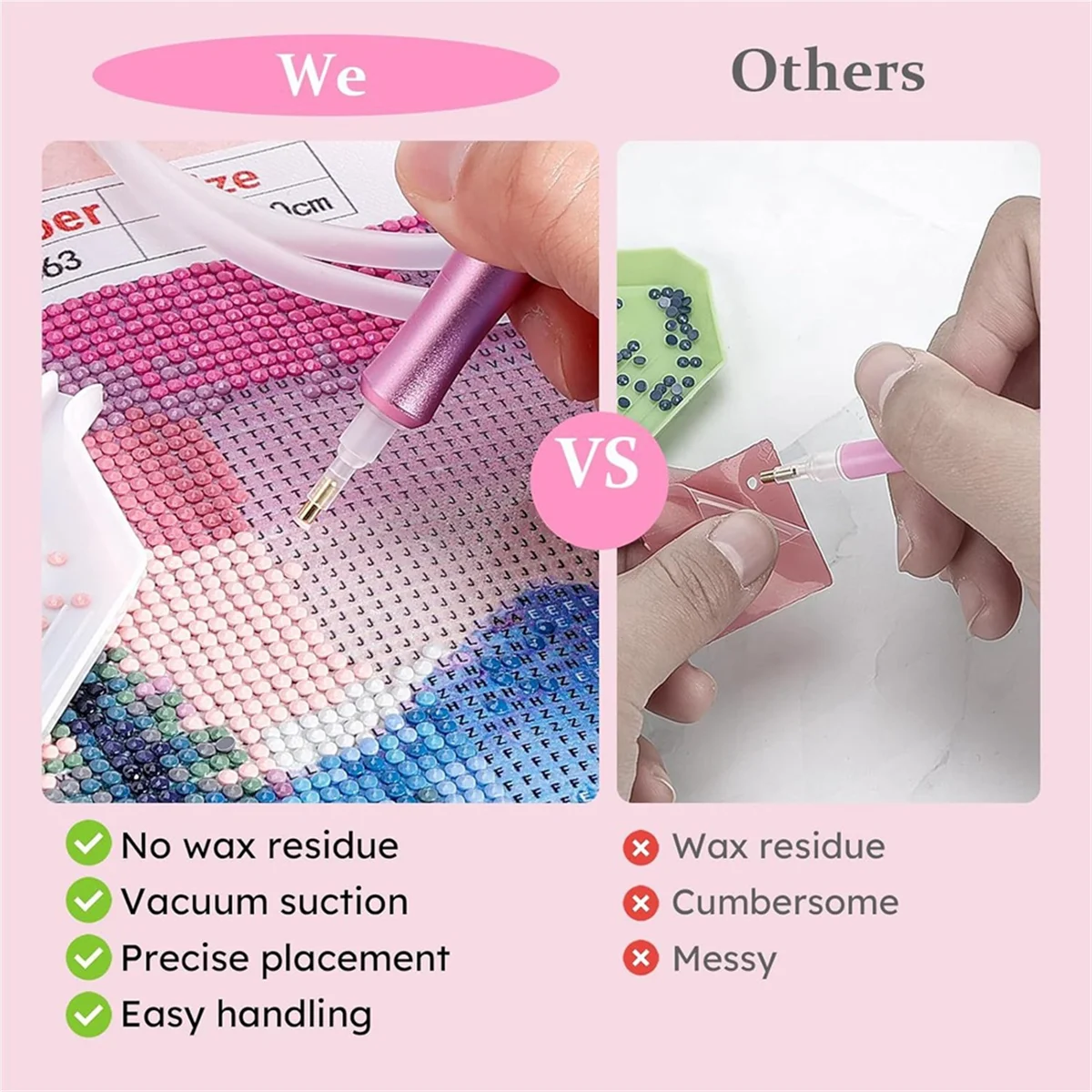 BAAQ Pena Seni Berlian Vakum Alat Pengisap Berlian Elektrik, Tidak Perlu Lumpur Lem Tanah Liat-Alat Seni Berlian Vakum Portabel