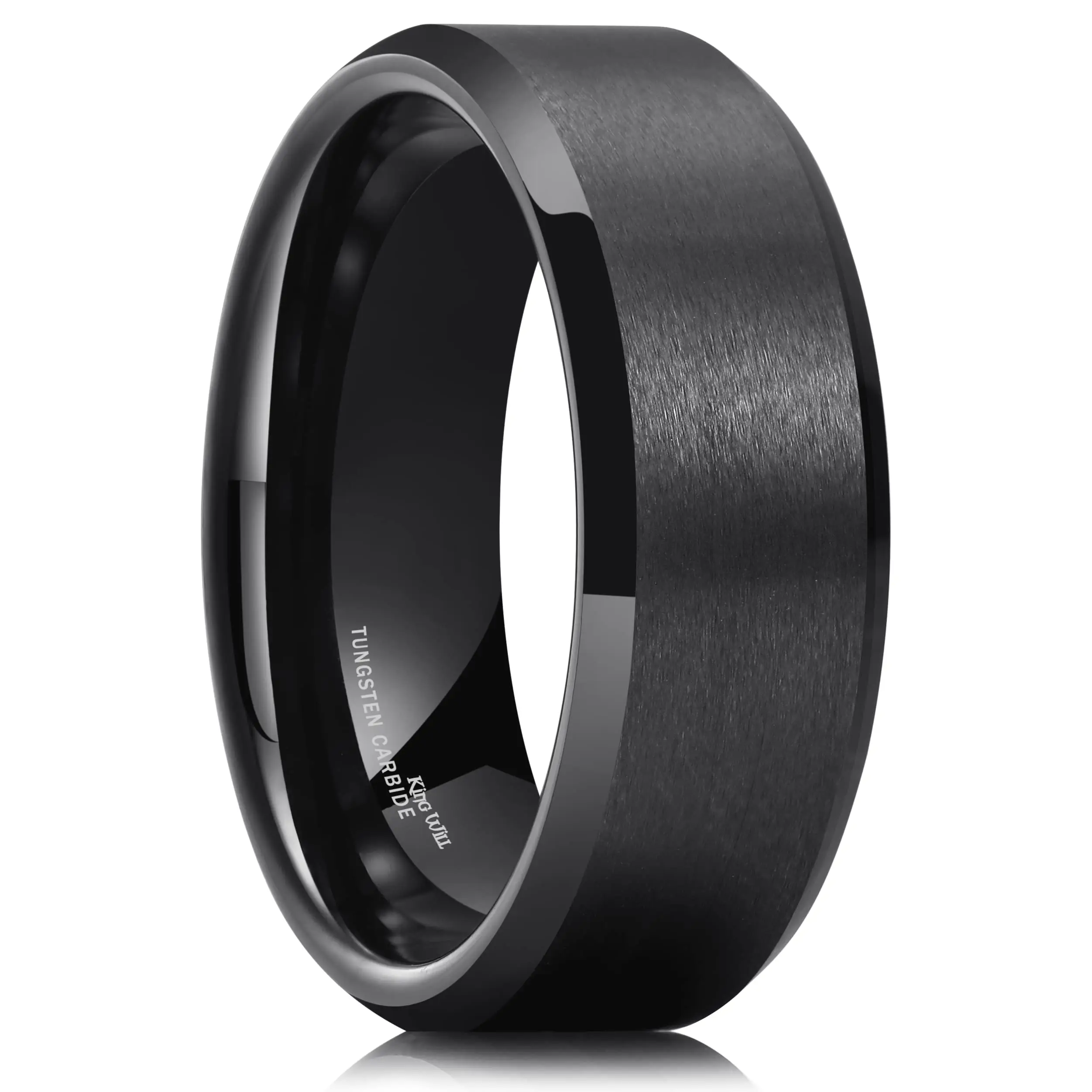 Men\'s Tungsten Carbide Wedding Rings Brushed Black Color 8mm Charm Band Fashion Jewelry Size 8-13