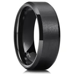 Men's Tungsten Carbide Wedding Rings Brushed Black Color 8mm Charm Band Fashion Jewelry Size 8-13