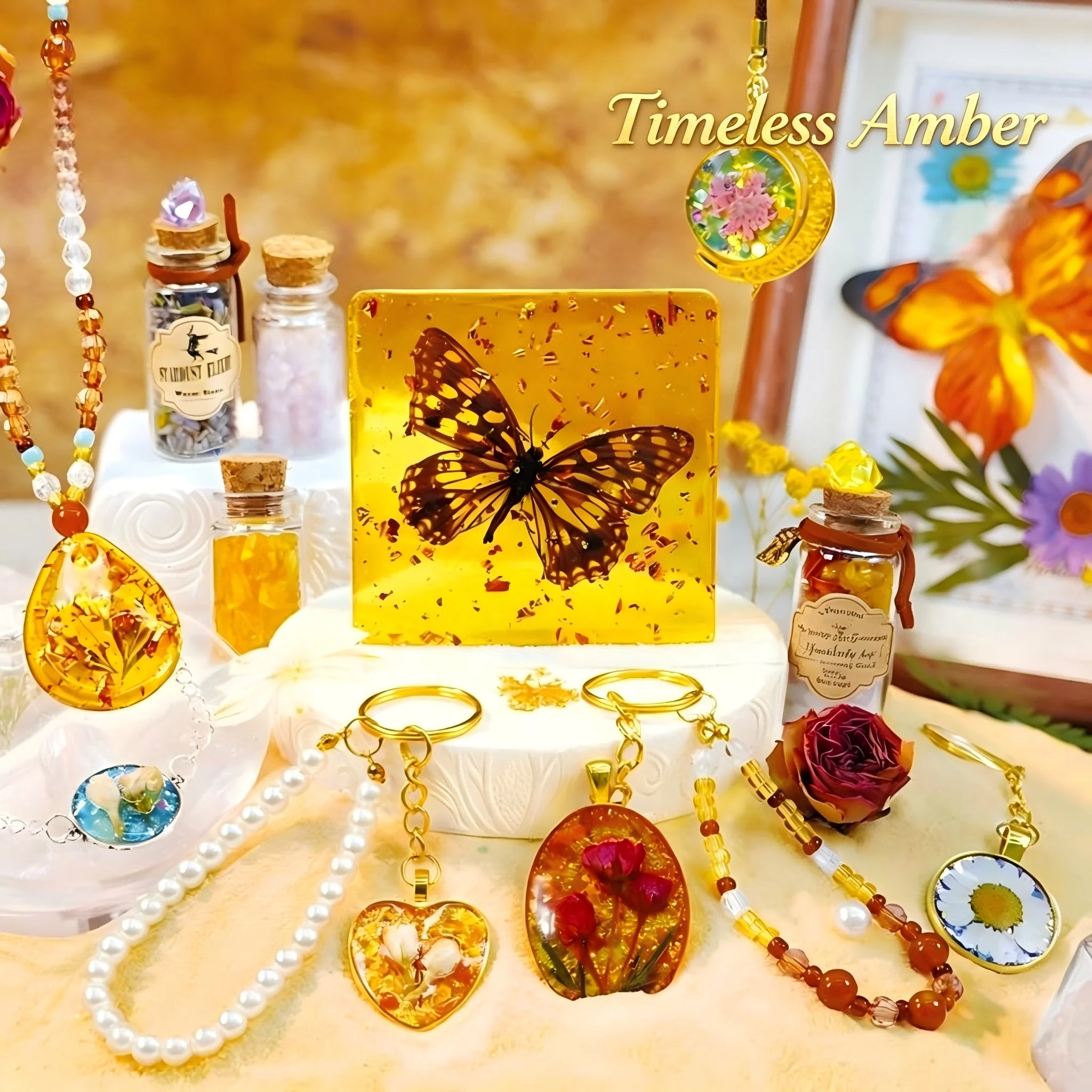 Insect Amber Specimen DIY Resin Craft Kit Make Your Own Bracelet Necklace Beaded Jewelry Making Supplies Gift Box Handmade Craft
