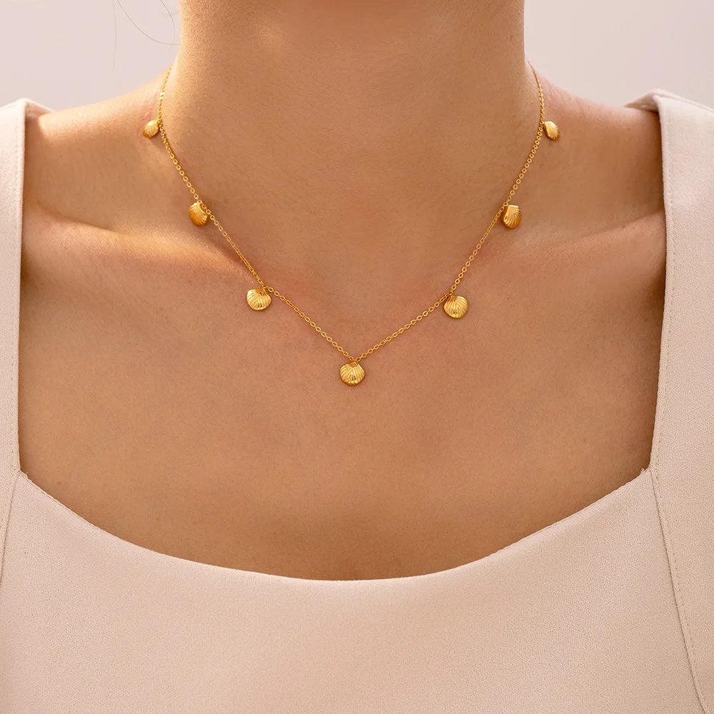 316L Stainless Steel Multi Small Pendant Necklace For Women 18K Gold Plated No Tarnish Women\'s Necklaces Boho Tassel Neck Chains