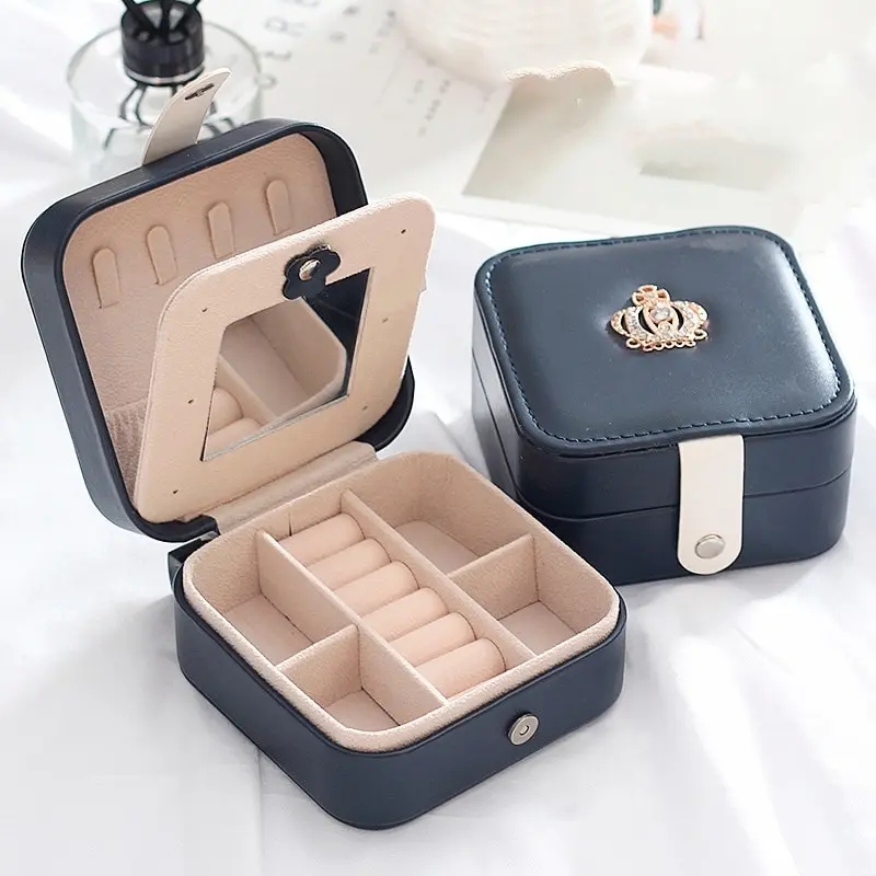 Double Layer Leather Jewelry Box for Men and Women