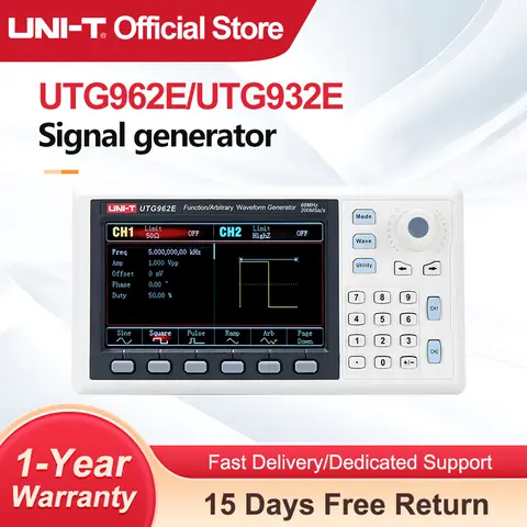 UNI-T UTG932E UTG962E Function Arbitrary Waveform Generator Signal Source Dual Channel 200MS/s 14bits Frequency Meter 60Mhz