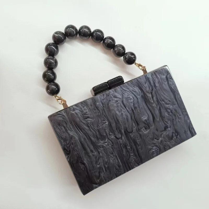 New Wedding Acrylic Beaded Wrist Handbag Clutch Dress Fashion Evening Bag Pearl Itabag Crossbody Bags Handbags Luxury Women Hand - Image 4