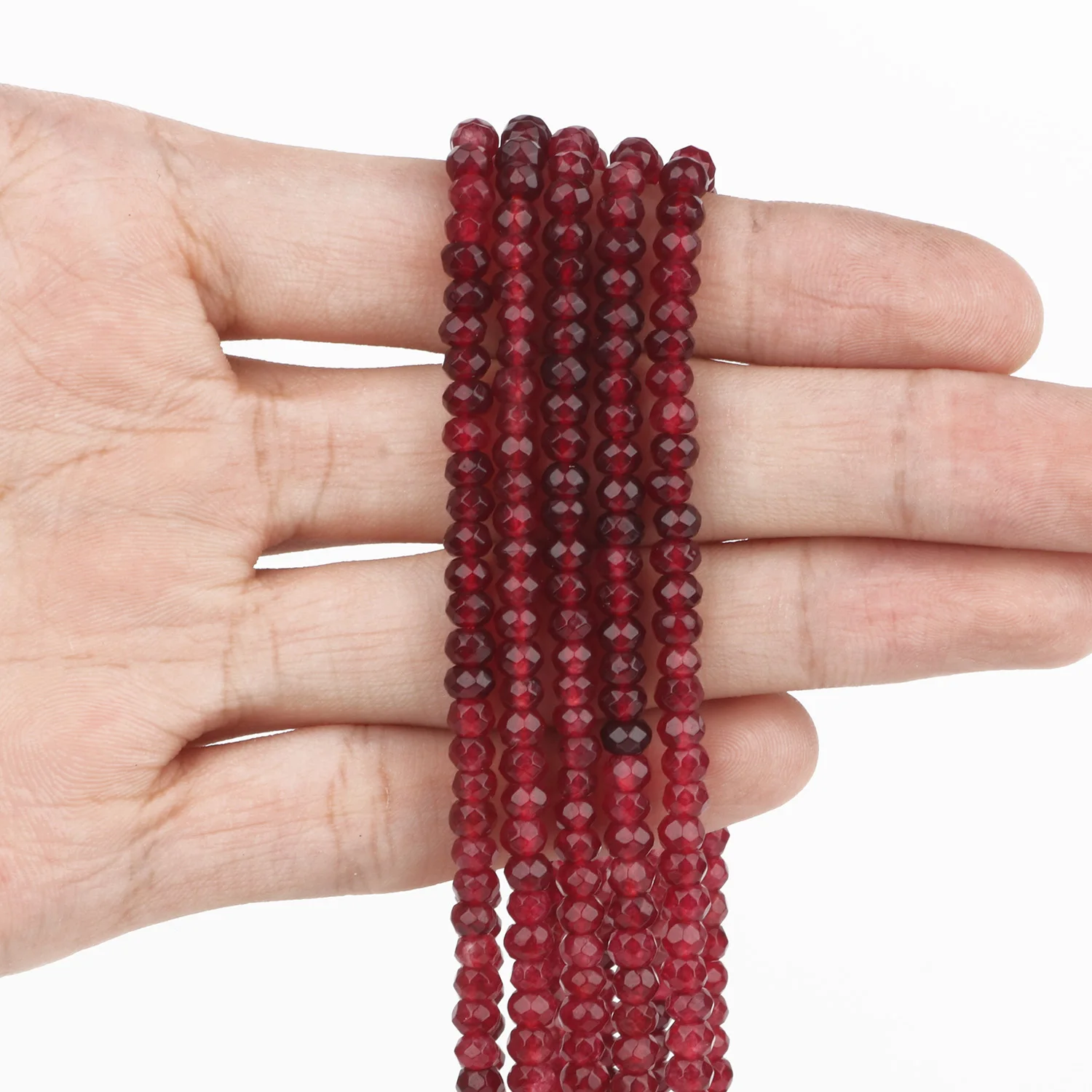 3x5mm Faceted Red Rubys Stone Beads Natural Tiny Rondelle Round  DIY Bracelets Earrings Loose Spacer Beads for Jewelry Making