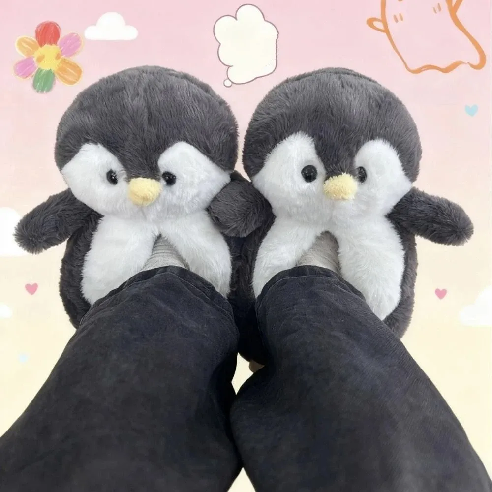 

Casual Panda Capybara Plush Slippers Homewear Thicken Warm Penguin Furry Slippers Anti-slip Cartoon Winter Cotton Shoes Gifts