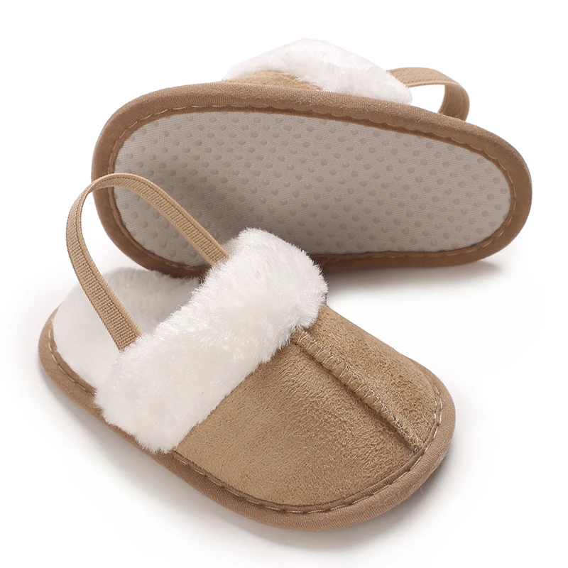 Winter Baby Slippers Pluizige Baby Jongen Meisje Sandalen Schattige Bloem Borduurwerk Zachte Antislip Zool Peuter Eerste Peuter Baby Schoenen